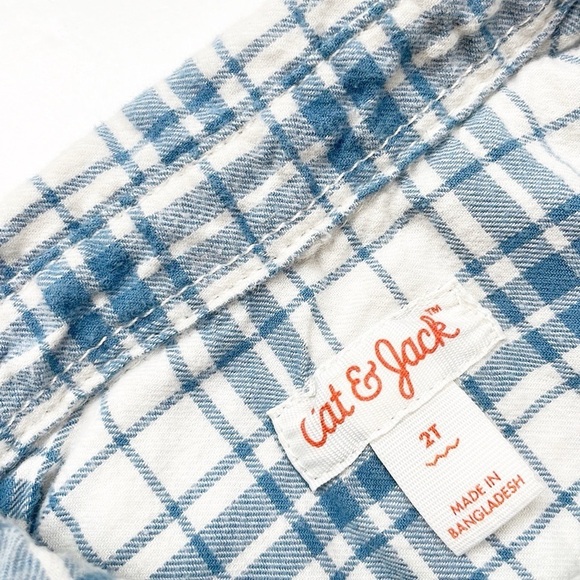 Cat & Jack toddler boys blue plaid long sleeve button down flannel shirt - Picture 3 of 3